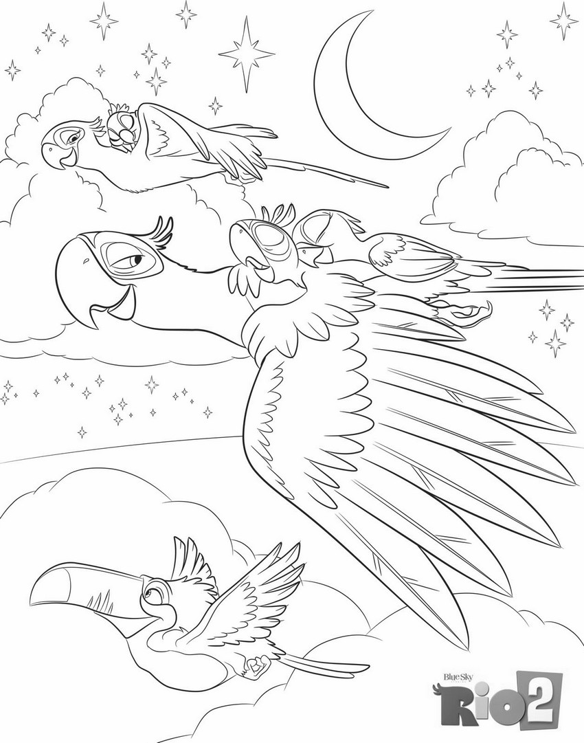 Coloriage a imprimer rio 2 blu vers l amazonie gratuit et colorier